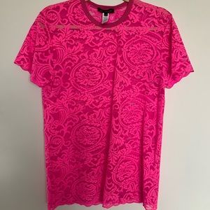 Lace Versace sheer pink shirt
